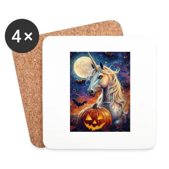 Cadeau d’Halloween Femmes Licorne Hommes Enfants - Dessous de verre (lot de 4) - blanc - Devant