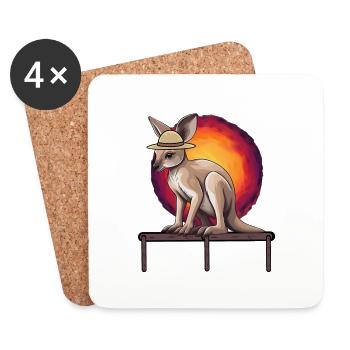 Kangaroo Australia Wildlife Children Child Baby - Coasters (set of 4) - white - Front