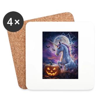 Cadeau d’Halloween Femmes Licorne Hommes Enfants - Dessous de verre (lot de 4) - blanc - Devant