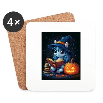 Cadeau d’Halloween Femmes Licorne Hommes Enfants - Dessous de verre (lot de 4) - blanc - Devant