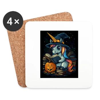 Cadeau d’Halloween Femmes Licorne Hommes Enfants - Dessous de verre (lot de 4) - blanc - Devant