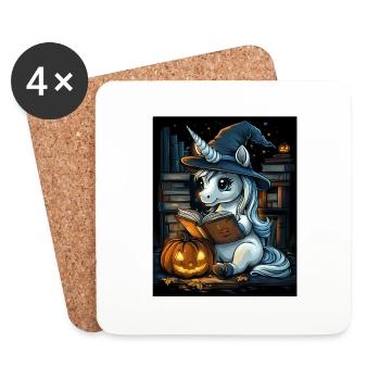 Cadeau d’Halloween Femmes Licorne Hommes Enfants - Dessous de verre (lot de 4) - blanc - Devant