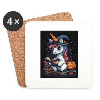 Cadeau d’Halloween Femmes Licorne Hommes Enfants - Dessous de verre (lot de 4) - blanc - Devant