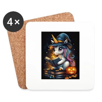 Cadeau d’Halloween Femmes Licorne Hommes Enfants - Dessous de verre (lot de 4) - blanc - Devant