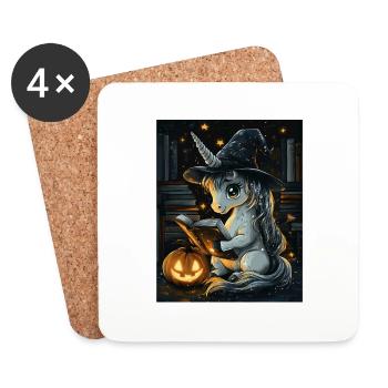 Cadeau d’Halloween Femmes Licorne Hommes Enfants - Dessous de verre (lot de 4) - blanc - Devant