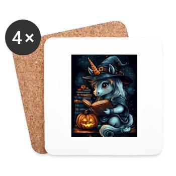 Cadeau d’Halloween Femmes Licorne Hommes Enfants - Dessous de verre (lot de 4) - blanc - Devant