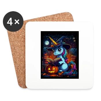 Cadeau d’Halloween Femmes Licorne Hommes Enfants - Dessous de verre (lot de 4) - blanc - Devant