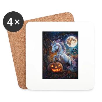 Cadeau d’Halloween Femmes Licorne Hommes Enfants - Dessous de verre (lot de 4) - blanc - Devant