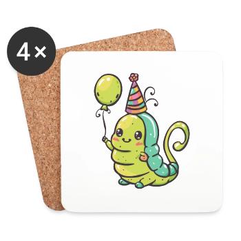 Ver Anniversaire Bébé - Dessous de verre (lot de 4) - blanc - Devant