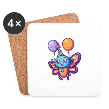 Papillon Anniversaire Bébé - Dessous de verre (lot de 4) - blanc - Devant