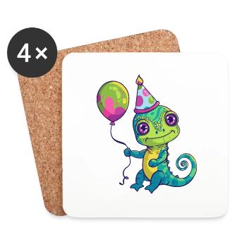 Chameleon Geburtstag Baby - Untersetzer (4er-Set) - Weiß - Vorne