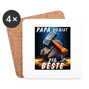 VA-THOR HAMMER PAPA TU ES LE MEILLEUR - Dessous de verre (lot de 4) - blanc - Devant