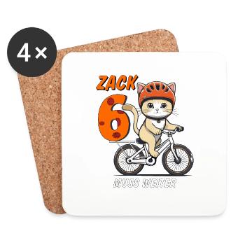 KATZE FAHRRAD MUSS WEITER ZACK SECHS - Untersetzer (4er-Set) - Weiß - Vorne