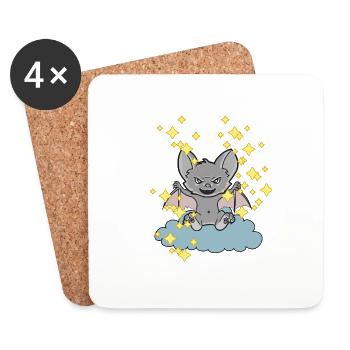 Fledermaus Fledermäuse Kinder Kind Halloween - Untersetzer (4er-Set) - Weiß - Vorne