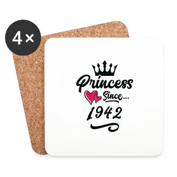 1942 Prinzessin Geburtstag - Untersetzer (4er-Set) - Weiß - Vorne