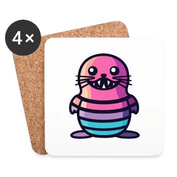 Seal Animal Halloween Comic Funny - Coasters (set of 4) - white - Front