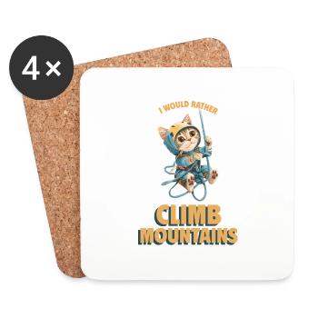 I would rather climb mountains Bergklettern Katze - Coasters (set of 4) - white - Front
