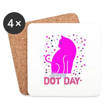 Happy Dot Day Coloré Arc-en-ciel Cat Dot Boys - Dessous de verre (lot de 4) - blanc - Devant