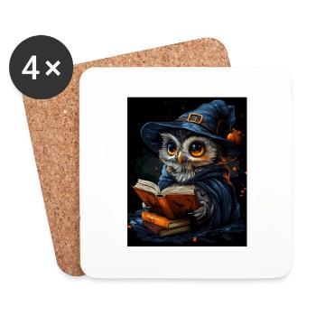 Halloween Gift Women Owl Men Kids Decoration - Coasters (set of 4) - white - Front