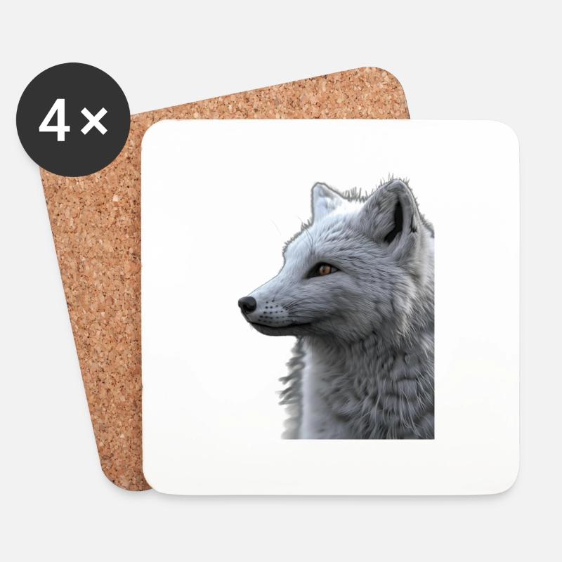 Polarfuchs - Untersetzer (4er-Set) - Weiß
