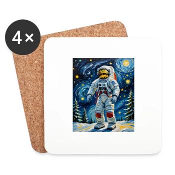 Astronaut im Winterwald Astronaut in Winter Forest - Coasters (set of 4) - white - Front
