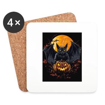Cadeau d’Halloween Femmes Chauve-souris Hommes Enfants - Dessous de verre (lot de 4) - blanc - Devant
