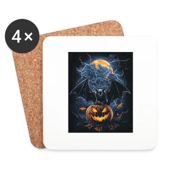 Cadeau d’Halloween Femmes Chauve-souris Hommes Enfants - Dessous de verre (lot de 4) - blanc - Devant
