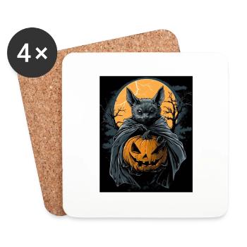 Cadeau d’Halloween Femmes Chauve-souris Hommes Enfants - Dessous de verre (lot de 4) - blanc - Devant