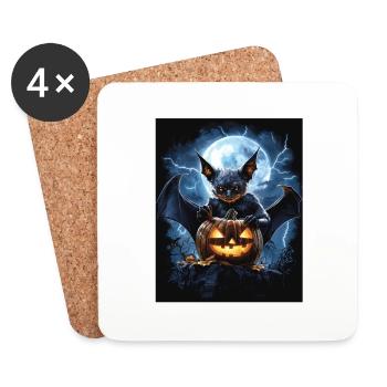 Cadeau d’Halloween Femmes Chauve-souris Hommes Enfants - Dessous de verre (lot de 4) - blanc - Devant