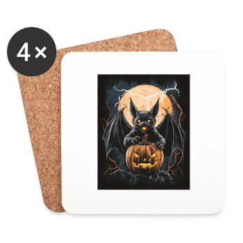 Cadeau d’Halloween Femmes Chauve-souris Hommes Enfants - Dessous de verre (lot de 4) - blanc - Devant