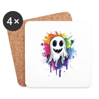 Cadeau d’Halloween Femmes Hommes Enfants Décoration - Dessous de verre (lot de 4) - blanc - Devant