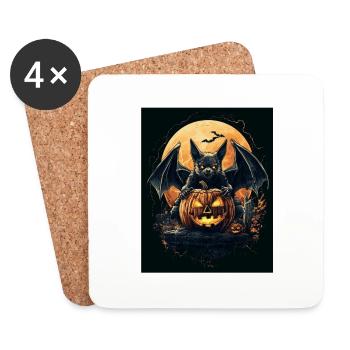 Cadeau d’Halloween Femmes Chauve-souris Hommes Enfants - Dessous de verre (lot de 4) - blanc - Devant