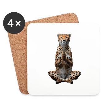 Guépard - Dessous de verre (lot de 4) - blanc - Devant