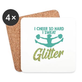 J’applaudis si fort que je transpire paillettes pom-pom girl cheerl - Dessous de verre (lot de 4) - blanc - Devant