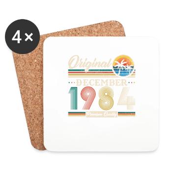 December 1984 Vinatge Birthday Gift - Coasters (set of 4) - white - Front