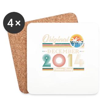 December 2014 Vintage Retro Birthday Gift - Coasters (set of 4) - white - Front