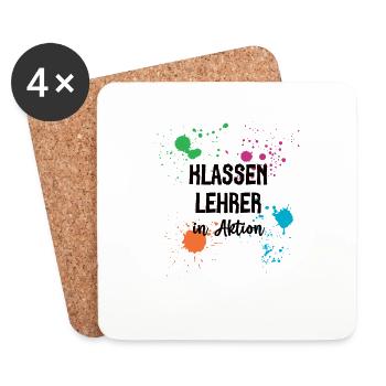Klassen Lehrer in Aktion Klassenlehrer Lehrkraft - Untersetzer (4er-Set) - Weiß - Vorne