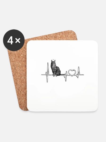 Katze - Untersetzer (4er-Set) - Weiß