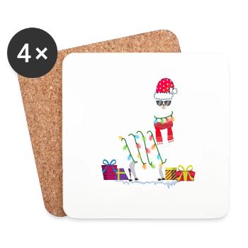 Fa La La Lama Noël Alpaga Alpaga Drôle - Dessous de verre (lot de 4) - blanc - Devant