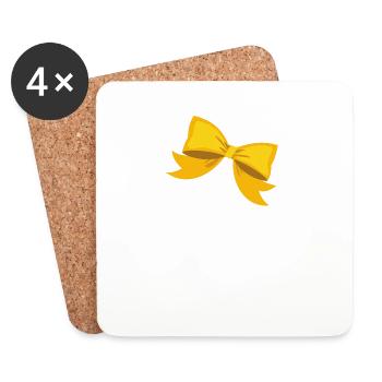 Yellow bow letter - Coasters (set of 4) - white - Front