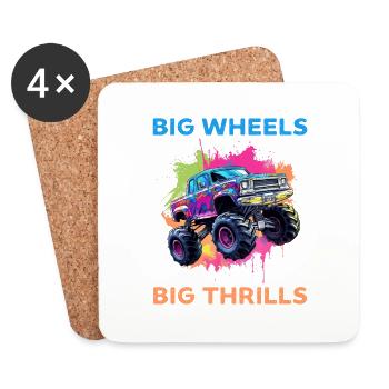 Big Wheels big thrills funny Truck Cars Sayings - Untersetzer (4er-Set) - Weiß - Vorne