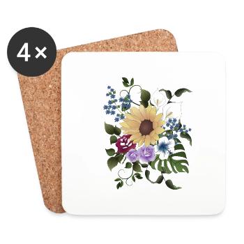 Blossom Arrangement - Coasters (set of 4) - white - Front