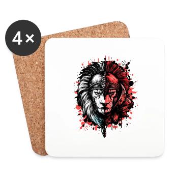 Spartan Lion Casque Sparta Rouge - Dessous de verre (lot de 4) - blanc - Devant