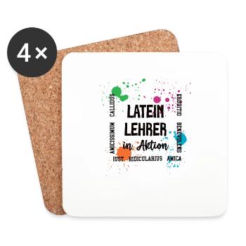 Latein Lehrer in Aktion Lateinlehrer Dozent Latin - Untersetzer (4er-Set) - Weiß - Vorne