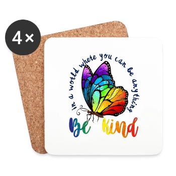 Dans un monde où l’on peut être n’importe quoi, être gentil LGBTQ - Dessous de verre (lot de 4) - blanc - Devant