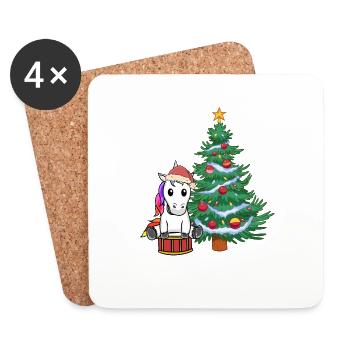 Licorne Licornes Noël Noël Arbre Noël Père Noël - Dessous de verre (lot de 4) - blanc - Devant