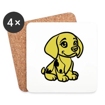 Bande dessinée d’animaux de chien - Dessous de verre (lot de 4) - blanc - Devant