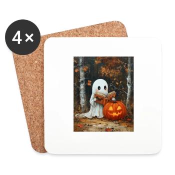 Cadeau d’Halloween Femmes Hommes Enfants Décoration - Dessous de verre (lot de 4) - blanc - Devant