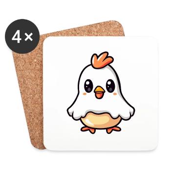 Poulet Halloween Bande Dessinée Fantôme - Dessous de verre (lot de 4) - blanc - Devant