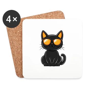Katze Halloween Kater Cool - Untersetzer (4er-Set) - Weiß - Vorne